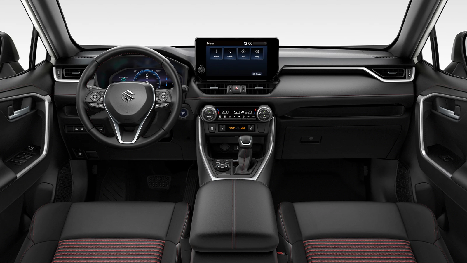 Kabina Suzuki Across Plug-in Hybrida s pogledom na instrumente i multimediju
